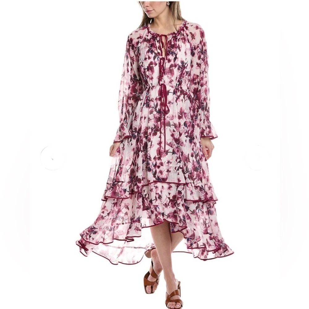 MARCHESA Pom Maxi Dress In Plum